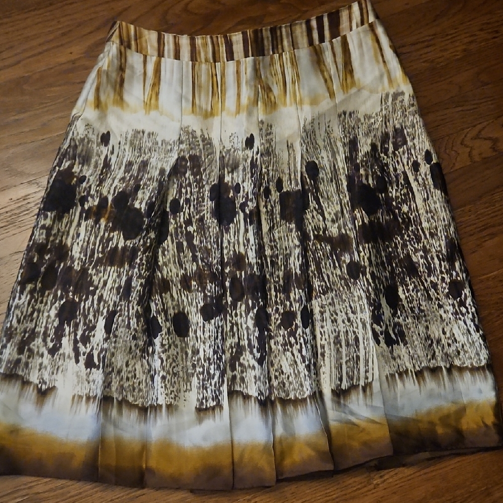 EUC Elegant Silk Brown and Cream Skirt